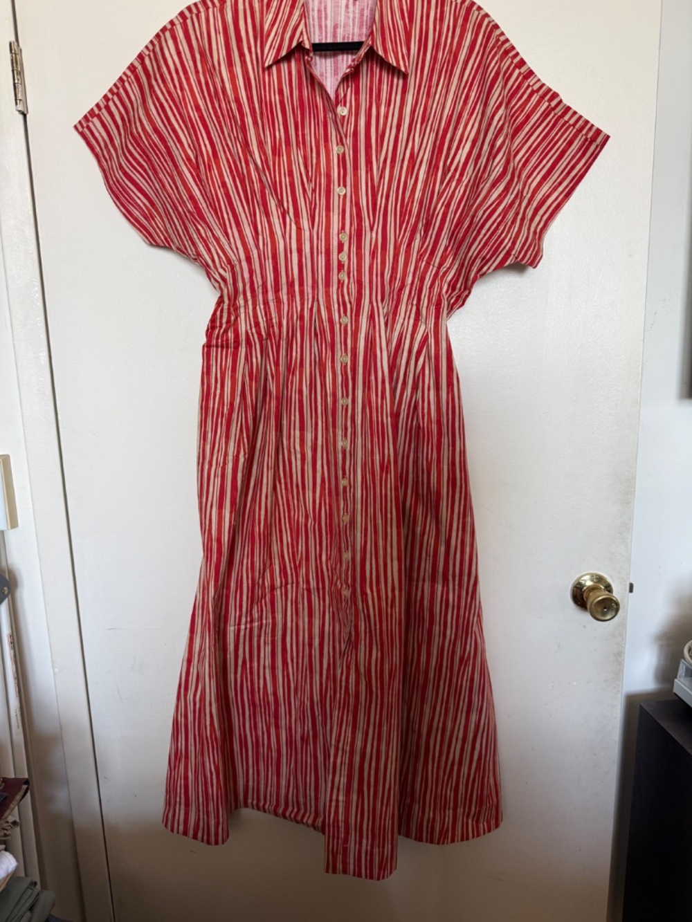 Exquise Stripe Maxi Shirtdress Batwing Sleeve Size L